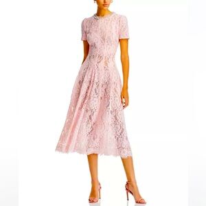 self portrait pink lace embellished midi dress